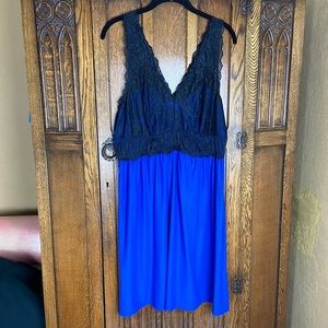 Royal blue and black lacy camisole sleep dress